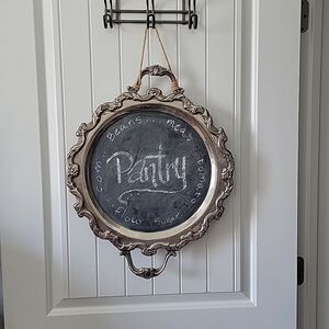 Vintage Chalk Board Menu Board Silverplate Tray Platter 22" x 17" w hanger